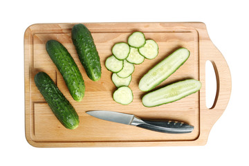 Cucumbers on cutting board