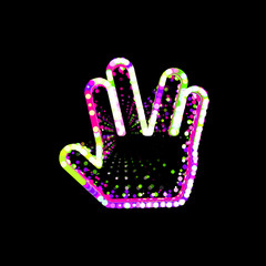 Symbol Live long and prosper from multi-colored circles and stripes. UFO Green, Purple, Pink