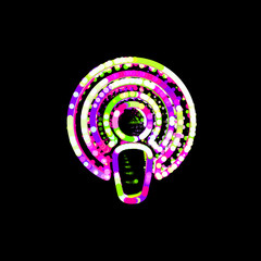 Symbol podcast from multi-colored circles and stripes. UFO Green, Purple, Pink