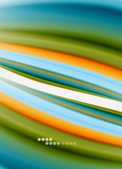 Wave lines abstract background, smooth silk design with rainbow style colors. Liquid fluid color waves. Vector Illustration