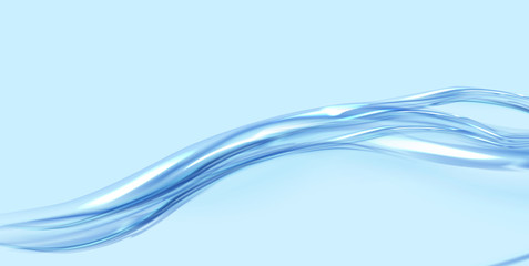 Fresh clean water flowing wave. Vector illustration with realistic clear blue aqua splash, water background. Flow of pure liquid drink
