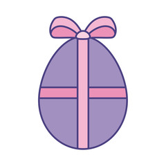 Happy easter egg with bowtie flat style icon vector design