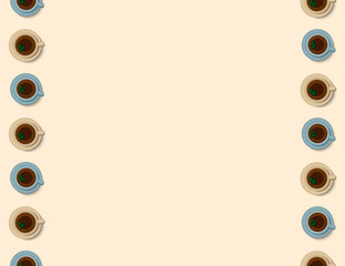 Tea cups seamless pattern in pastel colors. Morning cafe or restaurant breakfast. Letter format vector decoration background texture tile. Space for text
