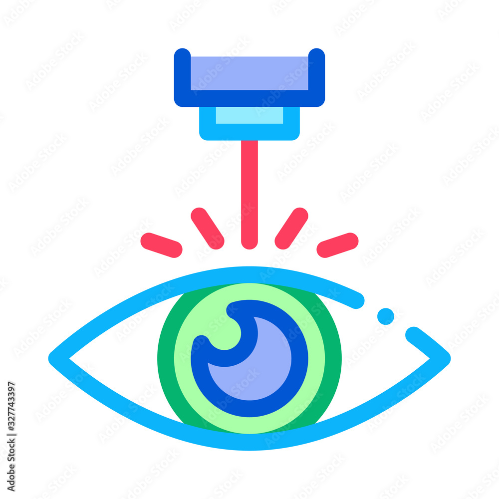 Canvas Prints Eye Laser Correction Device Icon Thin Line Vector. Medicine Clinic Optometry Ray For Correct Eye Vision Color Symbol Illustration