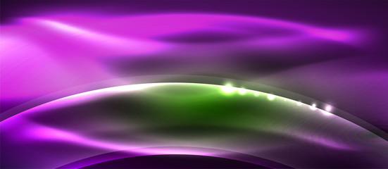 Abstract background. Shiny design neon waves with light effects, techno trendy design. Vector Illustration For Wallpaper, Banner, Background, Card, Book Illustration, landing page
