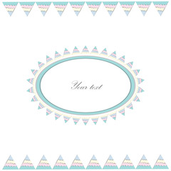 A set of frames made of colored triangles of delicate colors, a round frame and a border frame, a place for text in the center, isolated, white background, vector