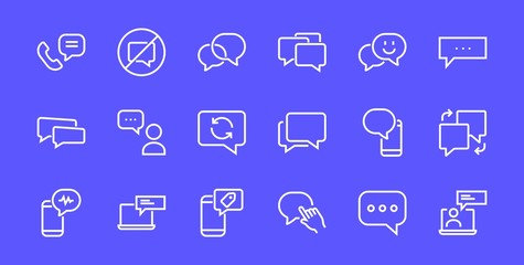 Simple set of message line vector line icons. contains icons such as conversation, SMS, notifications, group chat, and more. Editable stroke. 48x48 pixels perfect, white background