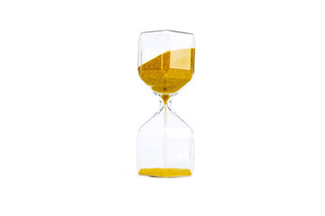 Transparent hourglass with golden sand