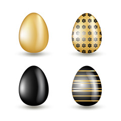 Gold Eggs Collection with Black Geometric Pattern