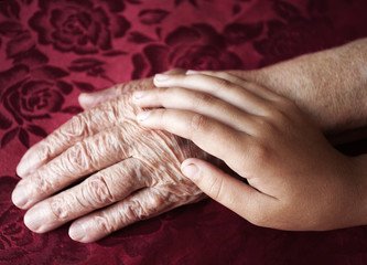 Fototapeta premium Two hands old and young