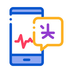Voice Wave On Phone Screen Icon Thin Line Vector. Smartphone Interpreter Sound Application For Study Language Color Symbol Illustration