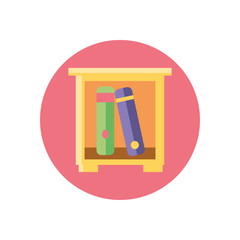 drawer with books icon, colorful block style