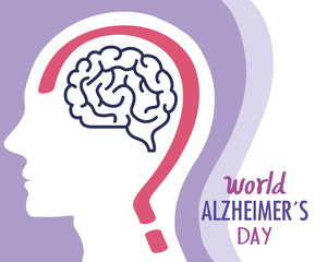 world alzheimer day with head profile vector illustration design