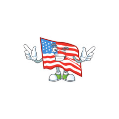 A comical face USA flag mascot design with Wink eye
