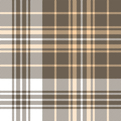 Plaid pattern background. Seamless herringbone check plaid graphic in brown, soft yellow, and white for flannel shirt, blanket, upholstery, duvet cover, or other modern fabric design.