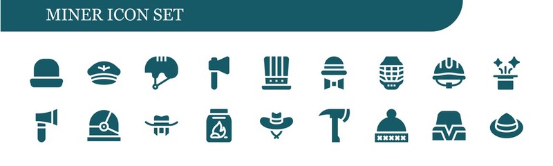 Modern Simple Set of miner Vector filled Icons