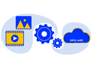 Fototapeta premium Cloud based ETL and ELT processes. Extract transform and load data into Data Lake. Resilient, distributed processing of raw, unstructured data. Vector concept illustration.