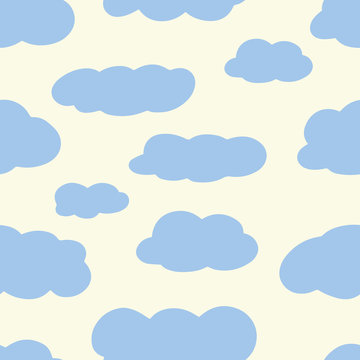 Vector abstract seamless background with clouds. Great for paper, card, wallpaper, banner, fabric, interior. Hand drawn illustration.