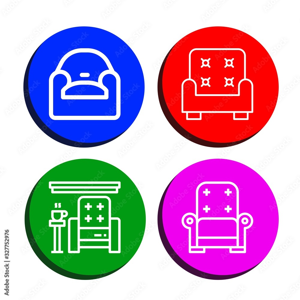 Sticker pouffe simple icons set