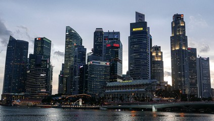 Fototapeta na wymiar Central Business District at Marina Bay, Singapore
