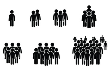People icons stick figure group, community and social