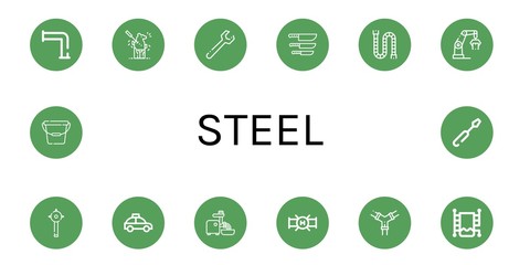 steel simple icons set