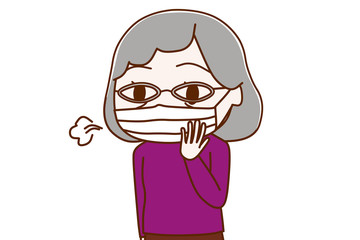 マスク姿の高齢の女性