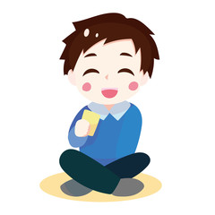 A man drinking a drink with a smile