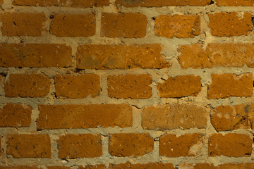 Old brick wall. Red bricks close-up. Copy space.