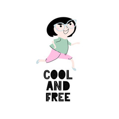 Illustration with sport girl and text