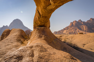 Rock arch in the Spitzkoppe National Park in Namibia in Africa. 