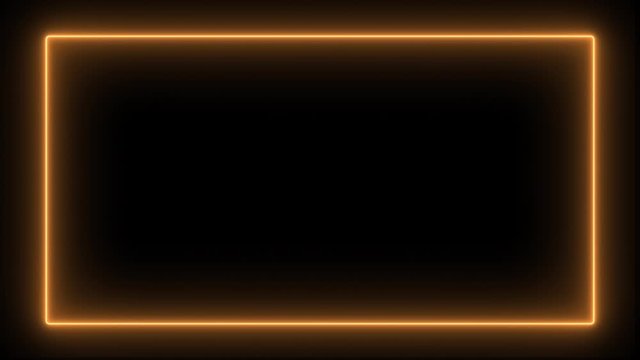 Abstract seamless pattern of neon glowing and flickering orange lines, modern fluorescent light, neon box, pattern for LED screens or neon sign, 4k looping background