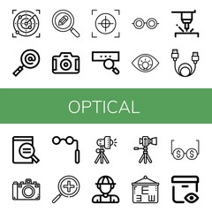 optical simple icons set