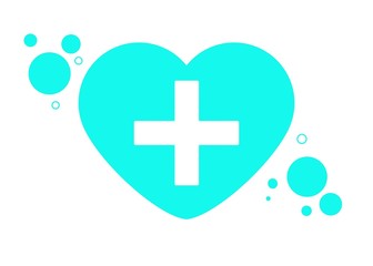cross with heart health symbol medical symbol biue heart 