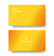 modern yellow lines double sided business card template vector eps10