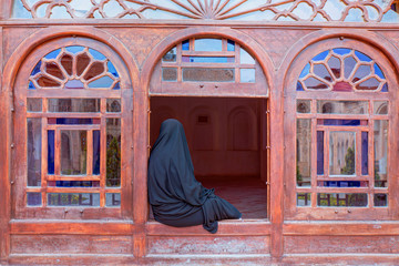 Courtyard of the Tabatabaei House, a historic house in Kashan. It was built in  1880 - An iranian...