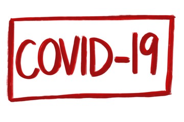 Hand written word Covid - 19