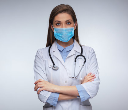 Confident Woman Doctor Wearing Medical Mask