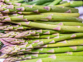 Close focus on fresh, healthy and organic asparagus