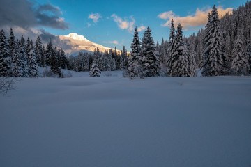 Mount Hood, Oregon During A Winter Sunset
