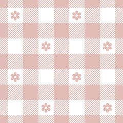 Gingham pattern in pink and white with flowers