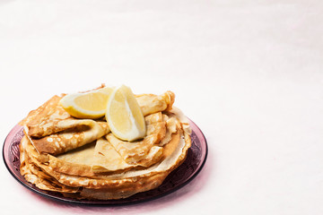 Shrove Tuesday pancakes with lemon