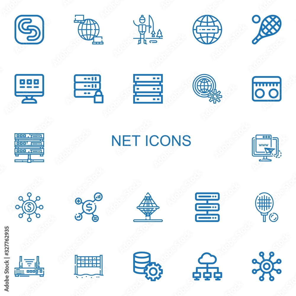Wall mural editable 22 net icons for web and mobile