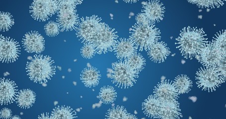 Coronavirus cells. Group of viruses that cause respiratory infections. 3D rendering 3D illustration