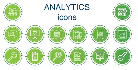 Editable 14 analytics icons for web and mobile