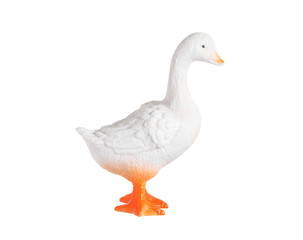 Plastic duck doll isolated on white background