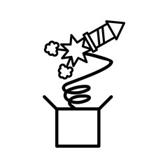 surprise box with a rocket on white background © djvstock