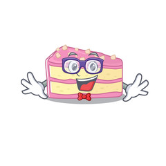 A cartoon concept of Geek strawberry slice cake design