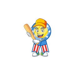 An active healthy USA medal mascot design style playing baseball