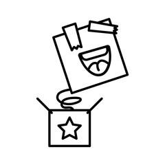 surprise box with face comic on white background © djvstock